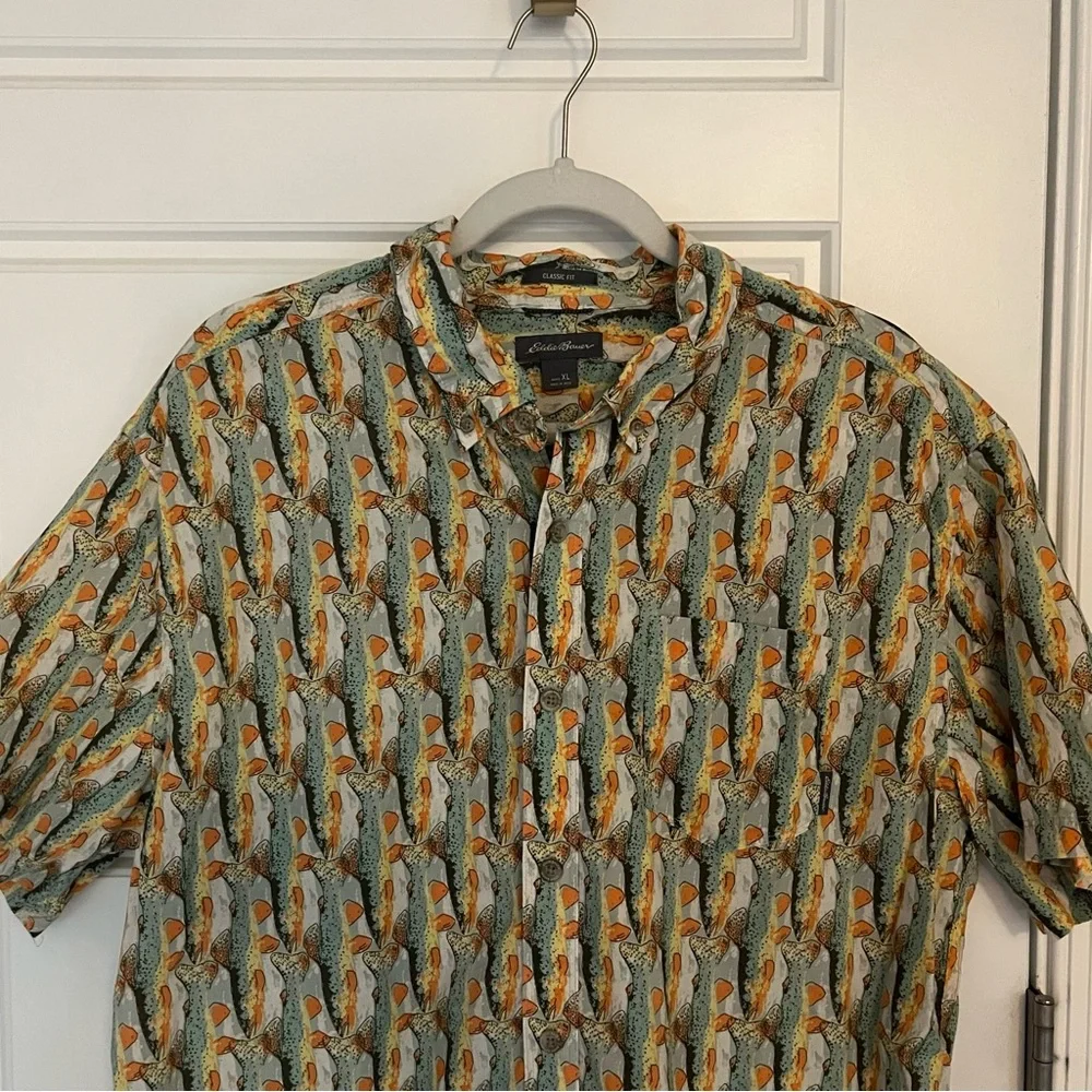 SALE Eddie Bauer Men’s Fish Button Down Shirt | XL